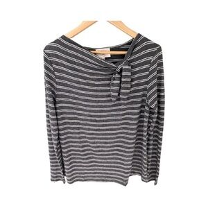 Anthropologie Ella Mara Gray Stripe Long Sleeve Top NWT Size XS